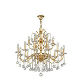Asfour Crystal - Majestic Chandelier - 18 Bulbs - Gold - Drop Clear